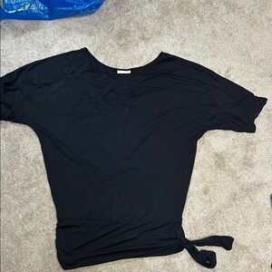 Michael Kors Black Short Sleeve Tie-Waist Top